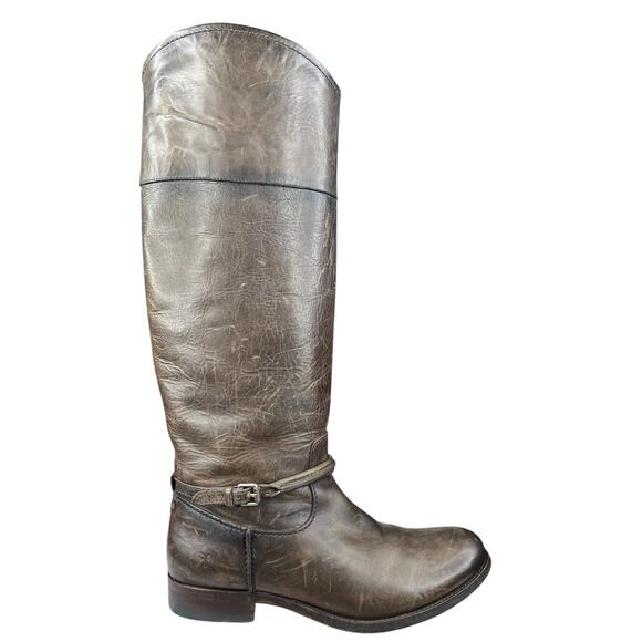 Frye Women’s Melissa Seam Brown Leather Distressed Riding Boot Size US 8 B